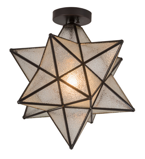 Meyda Tiffany - 186688 - One Light Flushmount - Moravian Star - Craftsman Brown