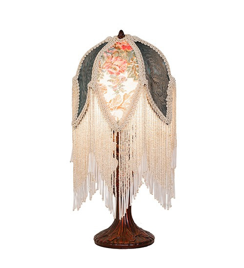 Meyda Tiffany - 19059 - One Light Accent Lamp - Fabric & Fringe - Green/Floral