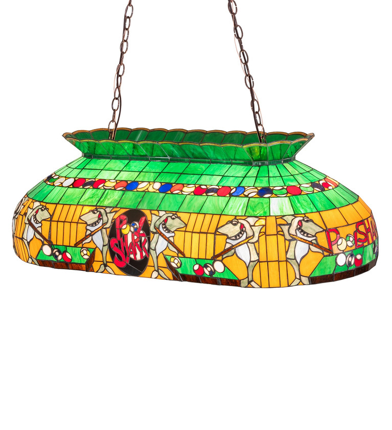 Meyda Tiffany - 19204 - Six Light Oblong Pendant - Pool Shark - Mahogany Bronze