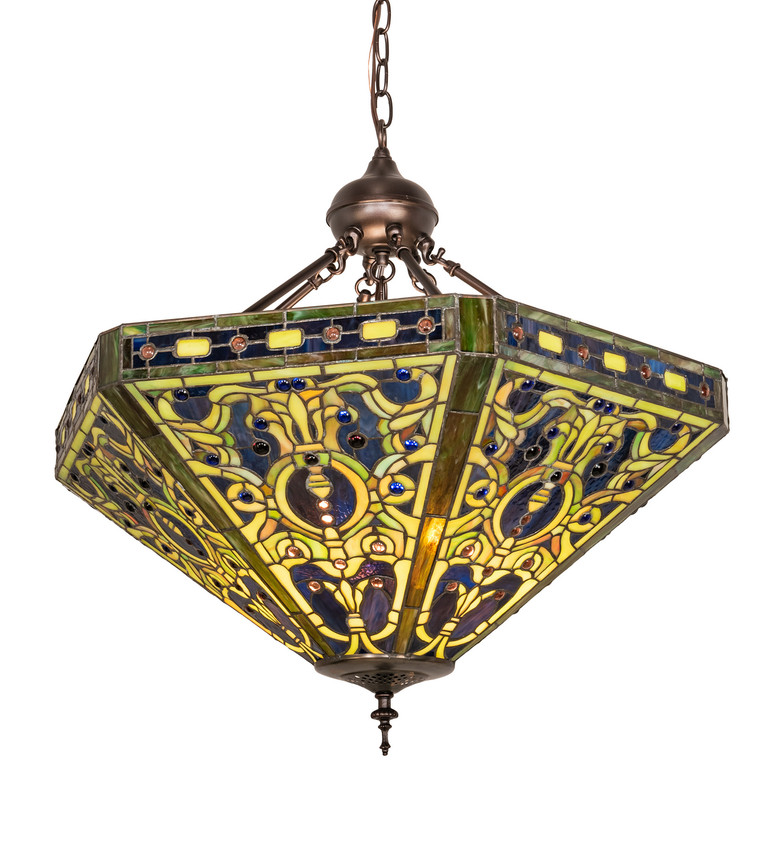 Meyda Tiffany - 215903 - Three Light Pendant - Tiffany Elizabethan - Mahogany Bronze