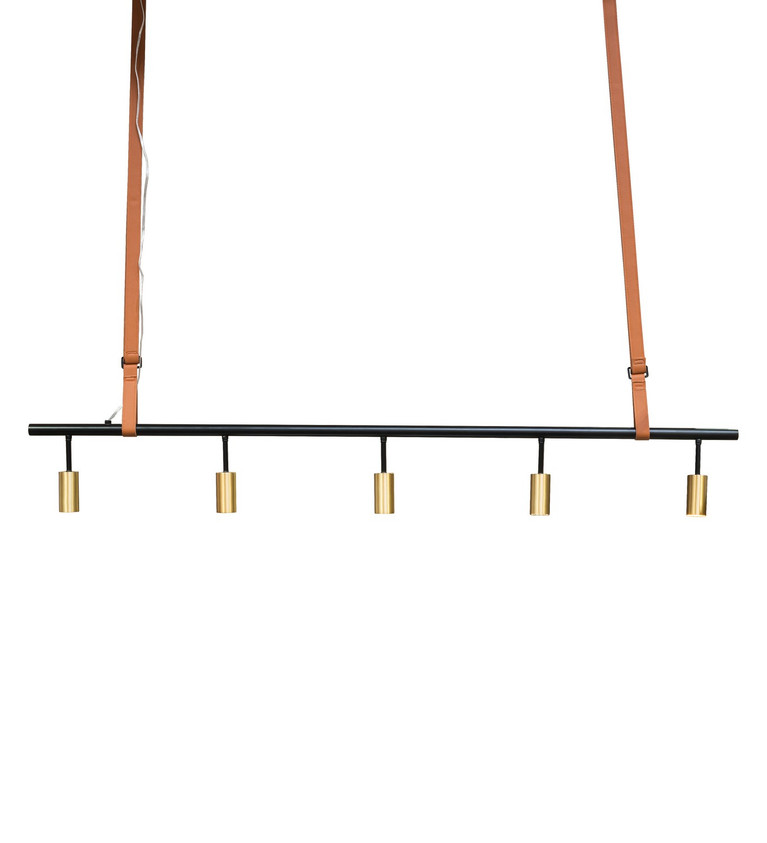 Meyda Tiffany - 217279 - Five Light Pendant - Graton - Matte Black/Satin Brass