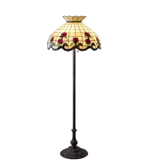 Meyda Tiffany - 228098 - Three Light Floor Lamp - Roseborder - Mahogany Bronze