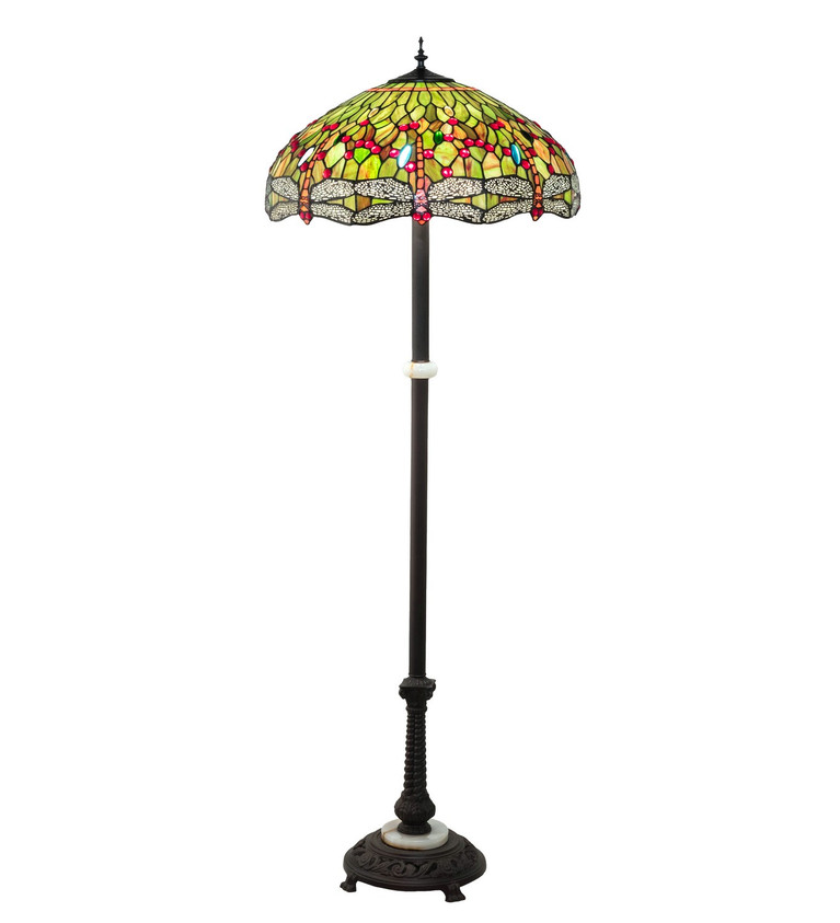Meyda Tiffany - 228851 - Three Light Floor Lamp - Tiffany Hanginghead Dragonfly - Mahogany Bronze