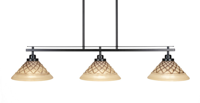 Toltec Lighting - 2636-MB-7183 - Three Light Island Pendant - Odyssey - Matte Black