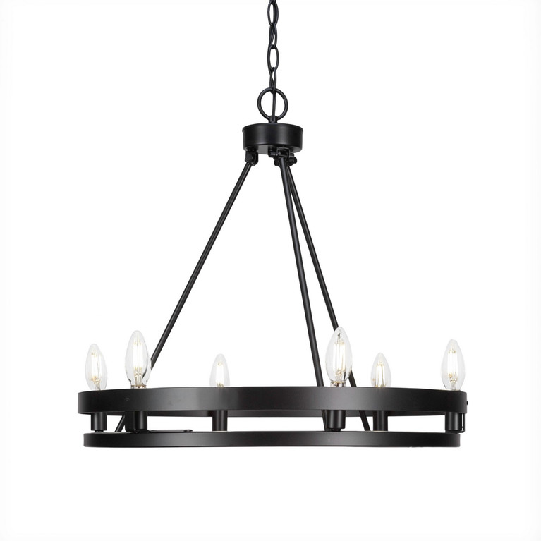 Toltec Lighting - 2706-MB - Six Light Chandelier - Belmont - Matte Black
