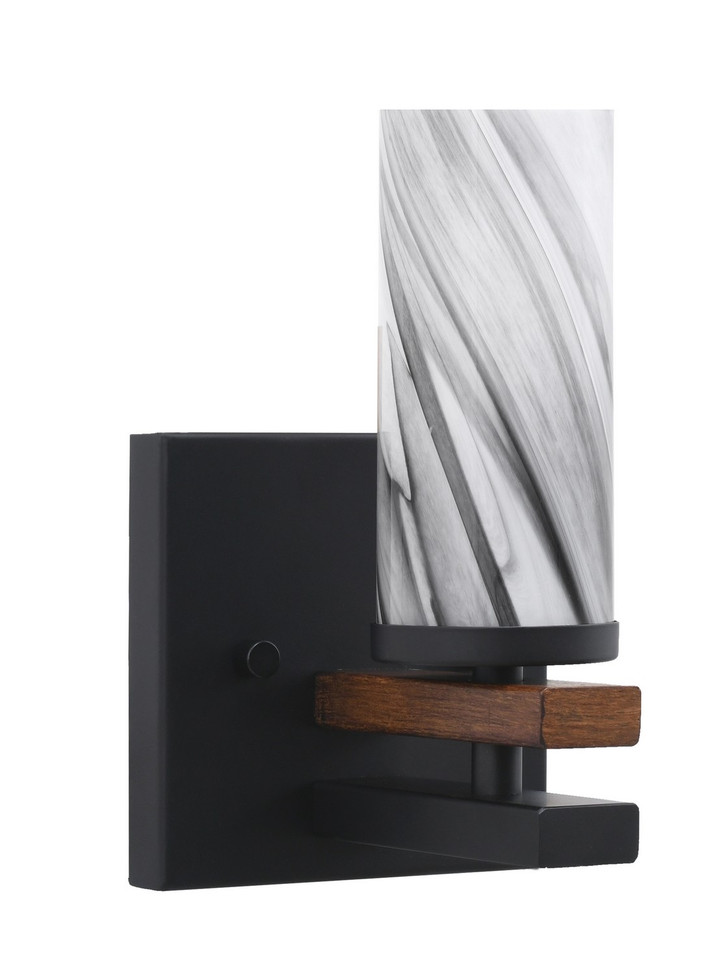 Toltec Lighting - 2711-MBWG-802 - One Light Wall Sconce - Belmont - Matte Black & Painted Wood-look Metal