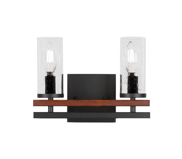 Toltec Lighting - 2712-MBWG-800 - Two Light Bath Bar - Belmont - Matte Black & Painted Wood-look Metal