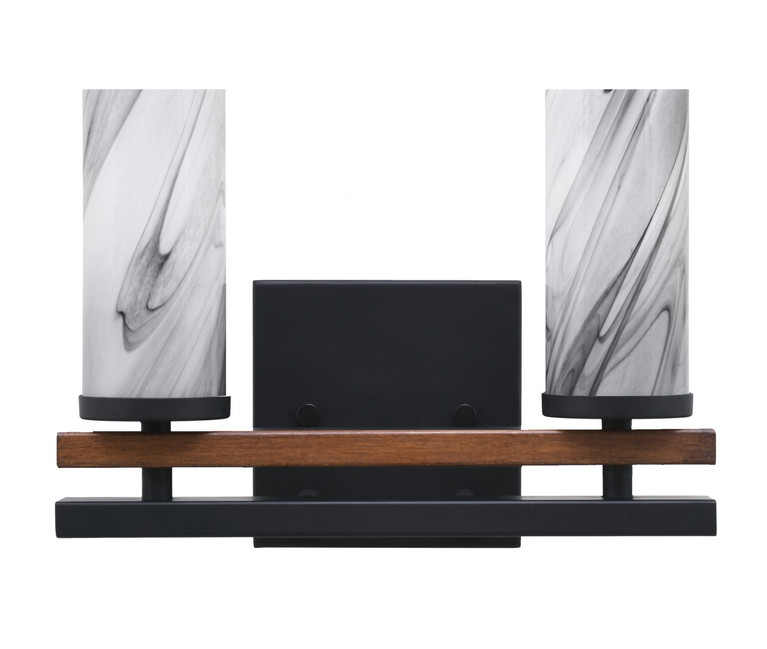 Toltec Lighting - 2712-MBWG-802 - Two Light Bath Bar - Belmont - Matte Black & Painted Wood-look Metal