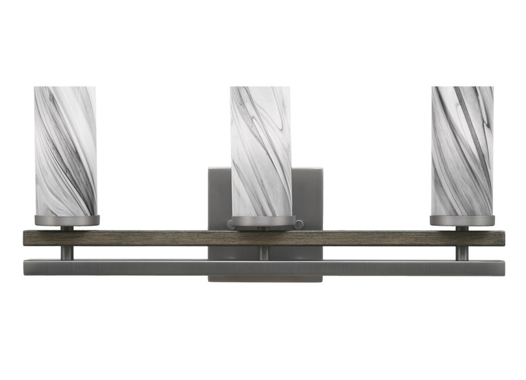 Toltec Lighting - 2713-GPDW-802 - Three Light Bath Bar - Belmont - Graphite & Painted Distressed Wood-look Metal