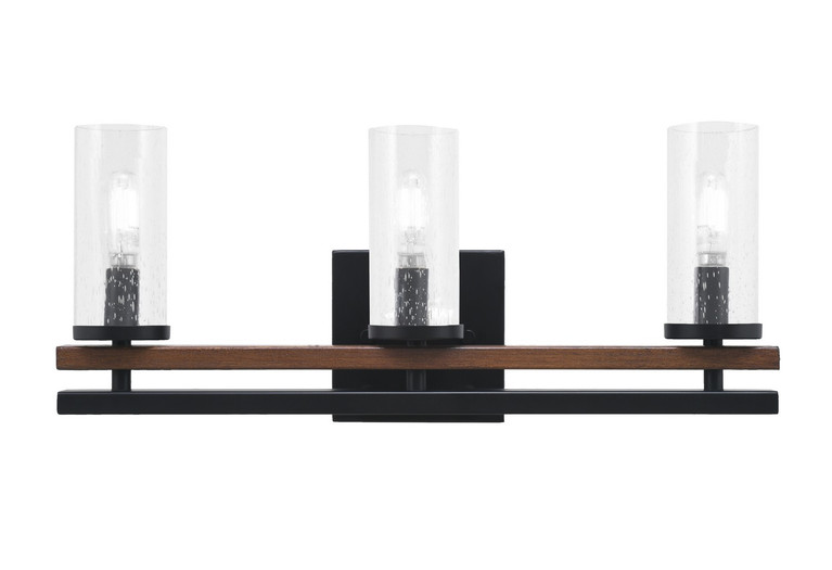 Toltec Lighting - 2713-MBWG-800 - Three Light Bath Bar - Belmont - Matte Black & Painted Wood-look Metal