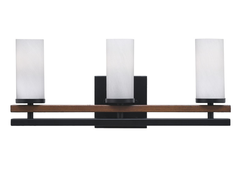 Toltec Lighting - 2713-MBWG-811 - Three Light Bath Bar - Belmont - Matte Black & Painted Wood-look Metal