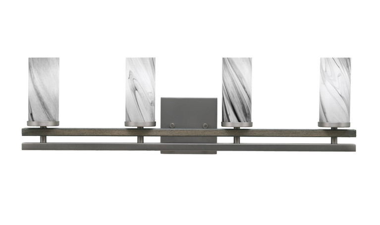 Toltec Lighting - 2714-GPDW-802 - Four Light Bath Bar - Belmont - Graphite & Painted Distressed Wood-look Metal