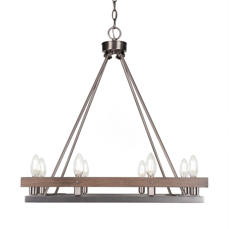 Toltec Lighting - 2738-GPDW - Eight Light Chandelier - Belmont - Graphite & Painted Distressed Wood-look Metal