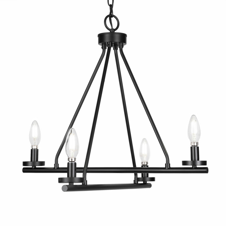 Toltec Lighting - 2804-MB - Four Light Chandelier - Trinity - Matte Black