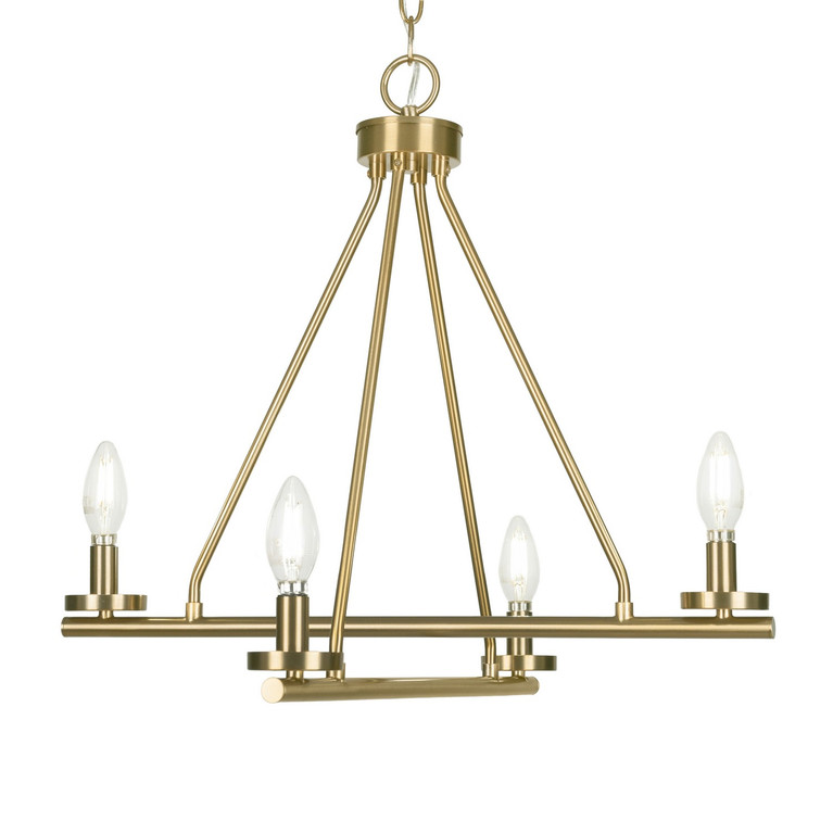 Toltec Lighting - 2804-NAB - Four Light Chandelier - Trinity - New Age Brass