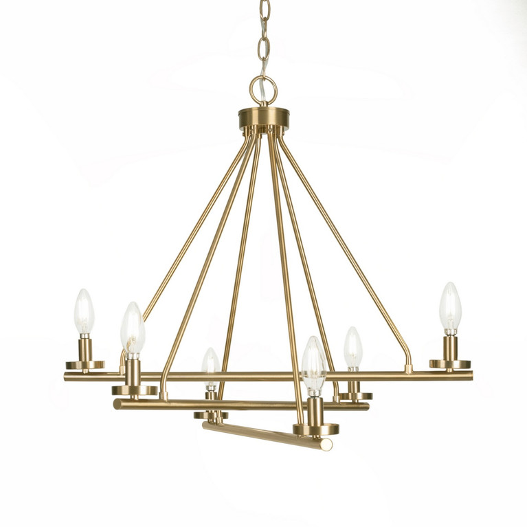 Toltec Lighting - 2806-NAB - Six Light Chandelier - Trinity - New Age Brass