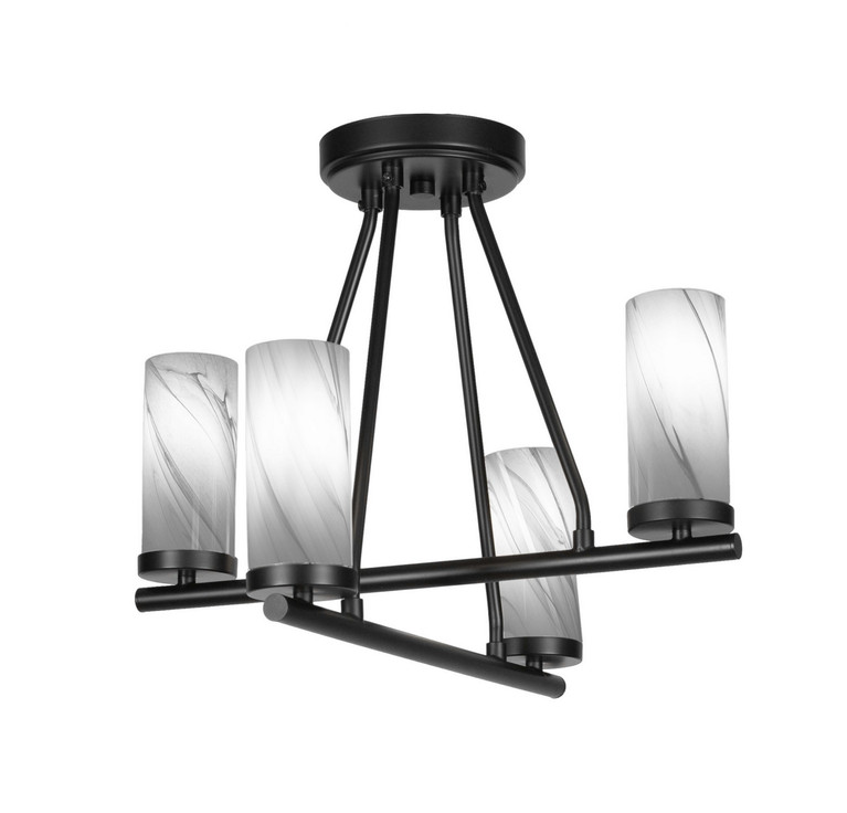 Toltec Lighting - 2807-MB-802B - Four Light Semi-Flush Mount - Trinity - Matte Black