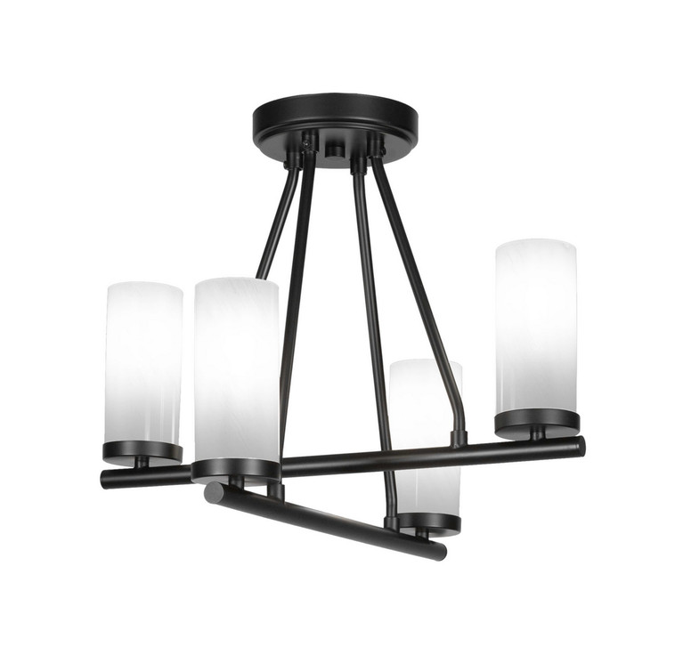 Toltec Lighting - 2807-MB-811B - Four Light Semi-Flush Mount - Trinity - Matte Black