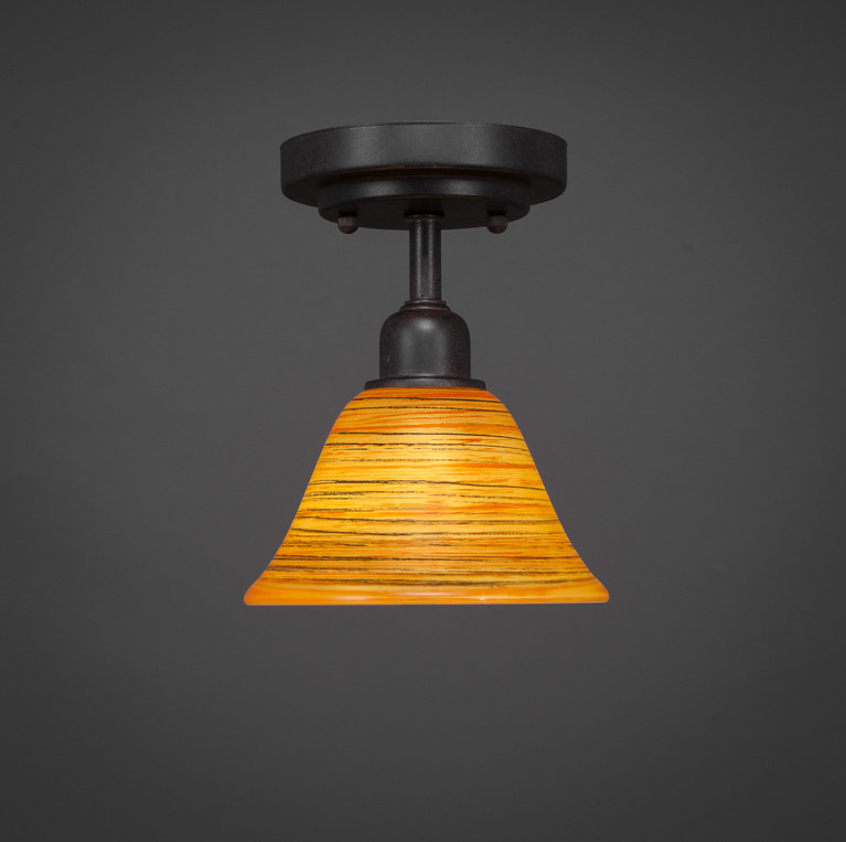 Toltec Lighting - 280-DG-454 - One Light Semi-Flush Mount - Vintage - Dark Granite