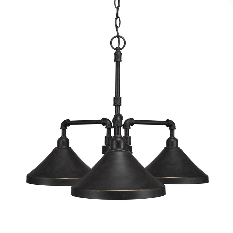 Toltec Lighting - 283-DG-418 - Three Light Chandelier - Vintage - Dark Granite