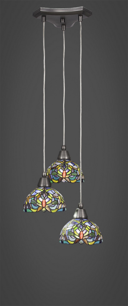 Toltec Lighting - 28-BN-9905 - Three Light Cluster Pendalier - Europa - Brushed Nickel