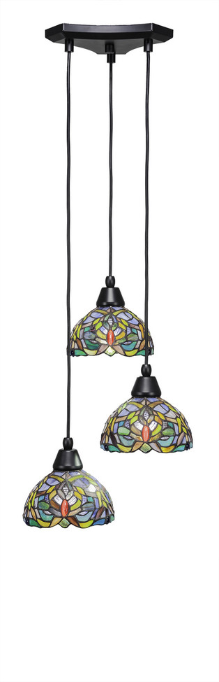 Toltec Lighting - 28-MB-9905 - Three Light Cluster Pendalier - Europa - Matte Black