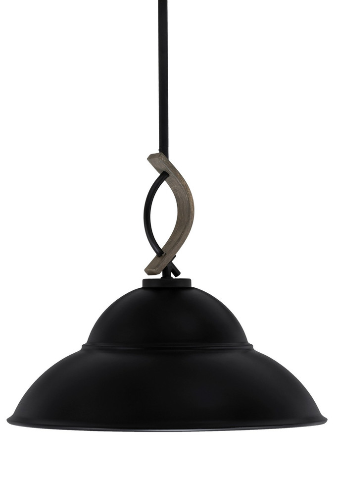 Toltec Lighting - 2901-MBDW-429-MB - One Light Mini Pendant - Monterey - Matte Black & Painted Distressed Wood-look Metal