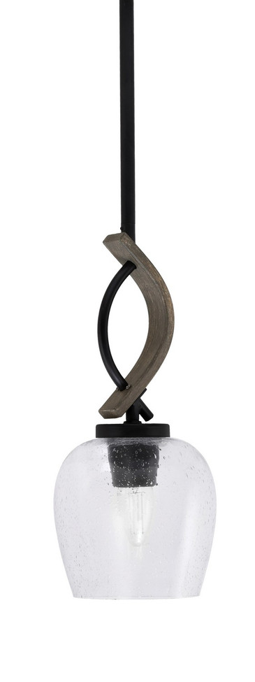 Toltec Lighting - 2901-MBDW-4810 - One Light Mini Pendant - Monterey - Matte Black & Painted Distressed Wood-look Metal