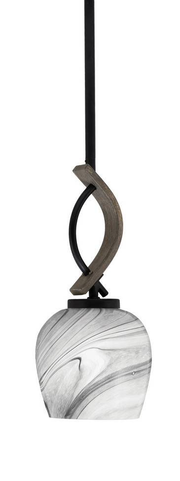 Toltec Lighting - 2901-MBDW-4819 - One Light Mini Pendant - Monterey - Matte Black & Painted Distressed Wood-look Metal