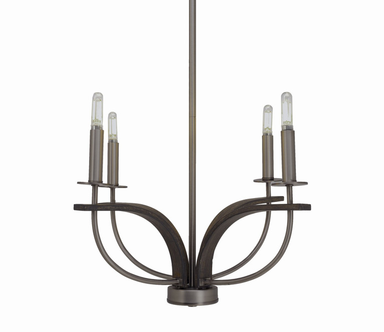 Toltec Lighting - 2904-GPDW - Four Light Chandelier - Monterey - Graphite & Painted Distressed Wood-look Metal