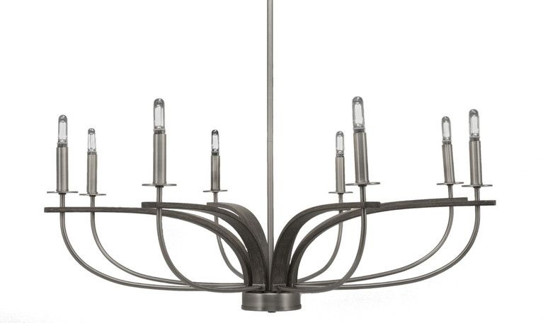 Toltec Lighting - 2908-GPDW - Eight Light Chandelier - Monterey - Graphite & Painted Distressed Wood-look Metal