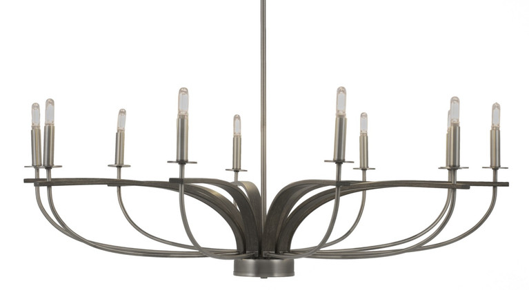 Toltec Lighting - 2910-GPDW - Ten Light Chandelier - Monterey - Graphite & Painted Distressed Wood-look Metal