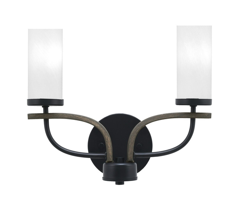 Toltec Lighting - 2912-MBDW-811 - Two Light Bath Bar - Monterey - Matte Black & Painted Distressed Wood-look Metal