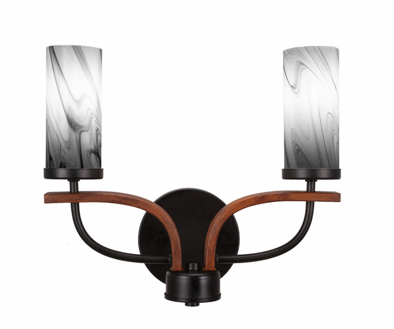 Toltec Lighting - 2912-MBWG-802 - Two Light Bath Bar - Monterey - Matte Black & Painted Wood-look Metal