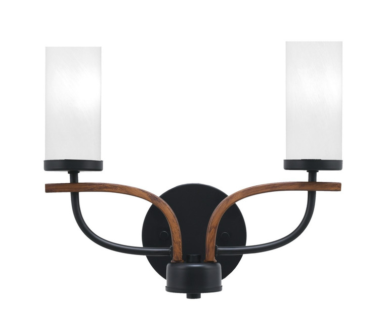 Toltec Lighting - 2912-MBWG-811 - Two Light Bath Bar - Monterey - Matte Black & Painted Wood-look Metal