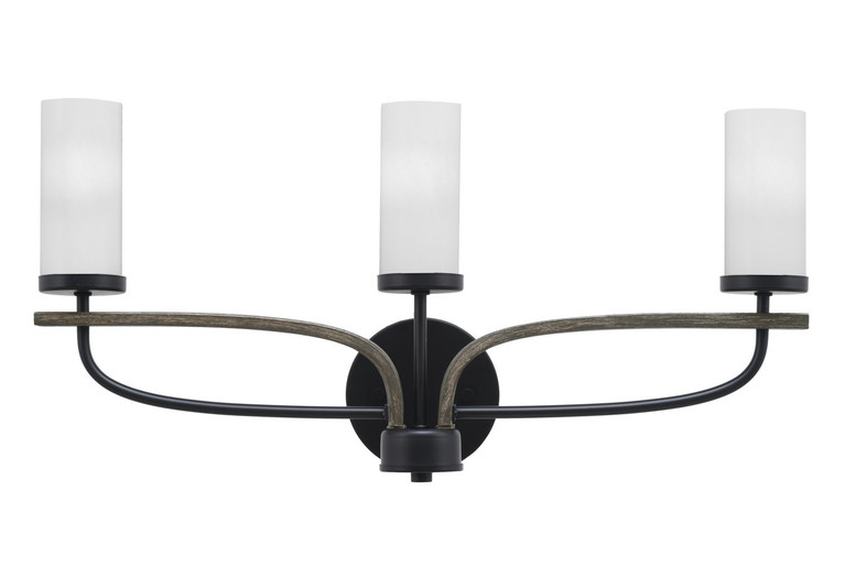 Toltec Lighting - 2913-MBDW-811 - Three Light Bath Bar - Monterey - Matte Black & Painted Distressed Wood-look Metal