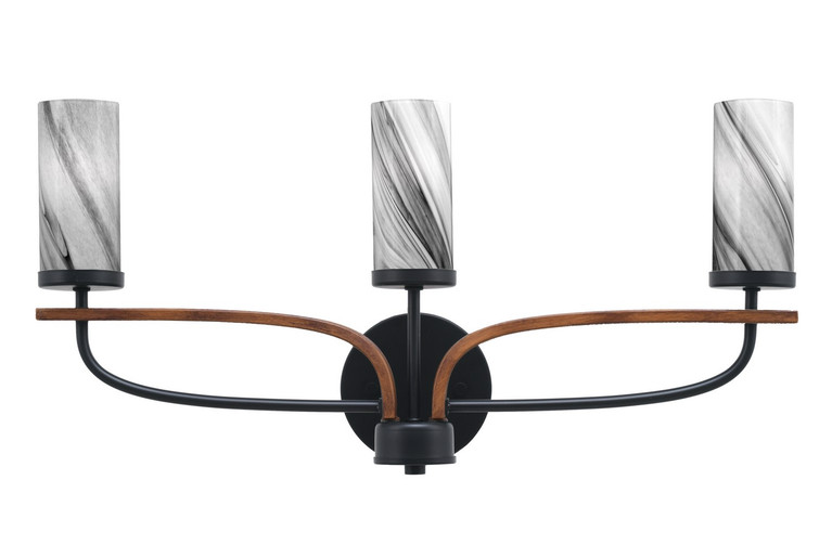 Toltec Lighting - 2913-MBWG-802 - Three Light Bath Bar - Monterey - Matte Black & Painted Wood-look Metal