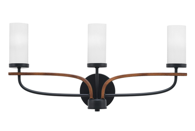 Toltec Lighting - 2913-MBWG-811 - Three Light Bath Bar - Monterey - Matte Black & Painted Wood-look Metal