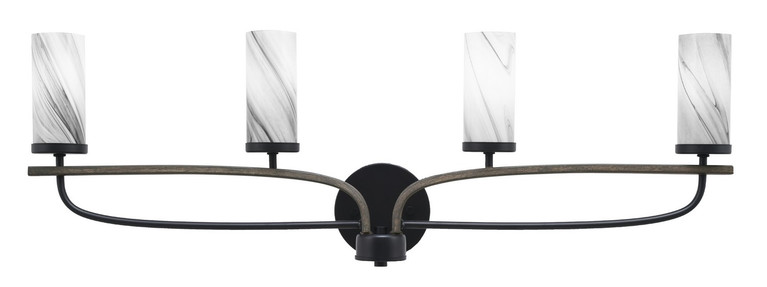 Toltec Lighting - 2914-MBDW-802 - Four Light Bath Bar - Monterey - Matte Black & Painted Distressed Wood-look Metal