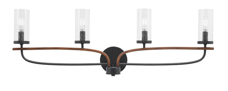 Toltec Lighting - 2914-MBWG-800 - Four Light Bath Bar - Monterey - Matte Black & Painted Wood-look Metal