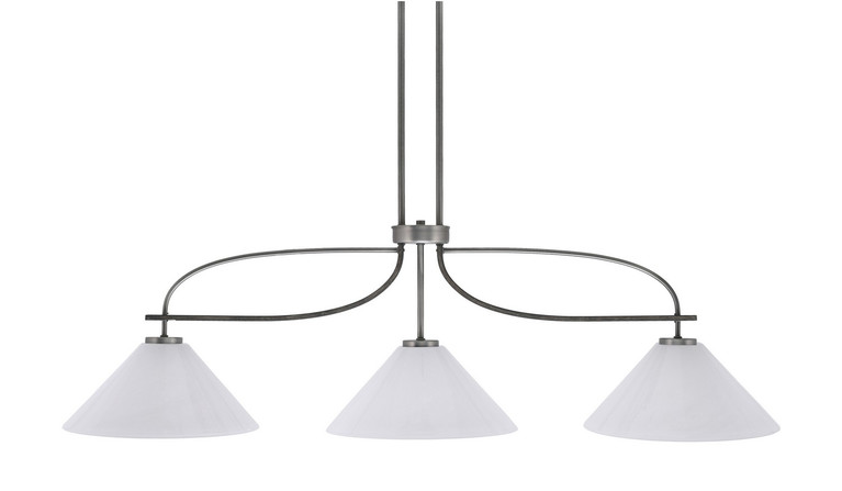 Toltec Lighting - 2936-GPDW-2121 - Three Light Island Pendant - Monterey - Graphite & Painted Distressed Wood-look Metal