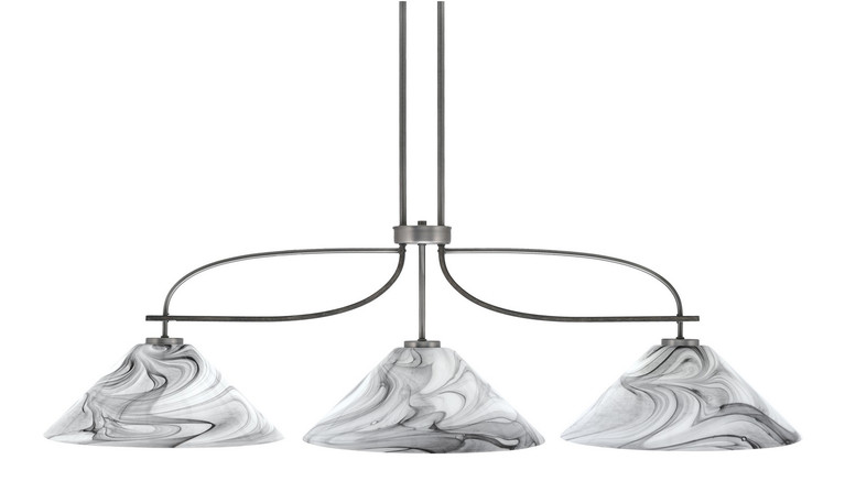 Toltec Lighting - 2936-GPDW-2169 - Three Light Island Pendant - Monterey - Graphite & Painted Distressed Wood-look Metal