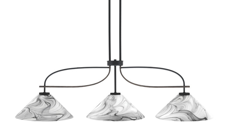 Toltec Lighting - 2936-MBDW-2169 - Three Light Bar - Monterey - Matte Black & Painted Distressed Wood-look Metal