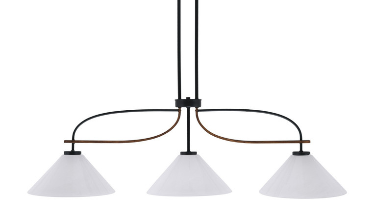Toltec Lighting - 2936-MBWG-2121 - Three Light Island Pendant - Monterey - Matte Black & Painted Wood-look Metal
