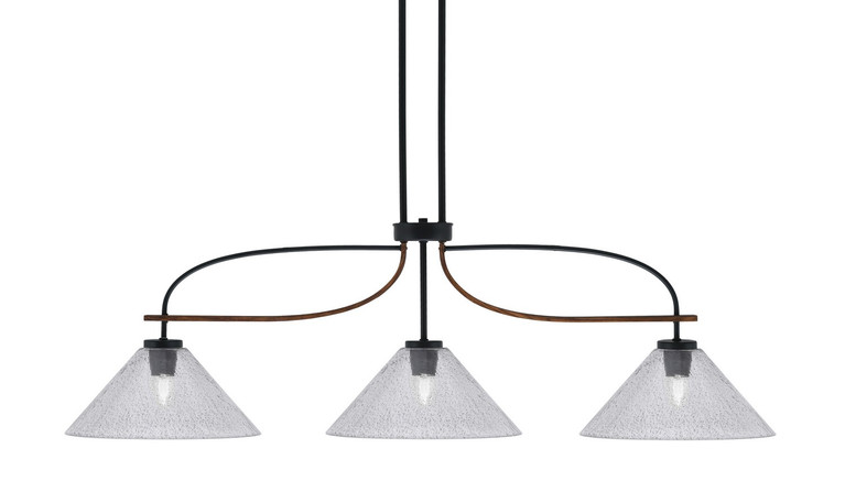 Toltec Lighting - 2936-MBWG-2122 - Three Light Island Pendant - Monterey - Matte Black & Painted Wood-look Metal