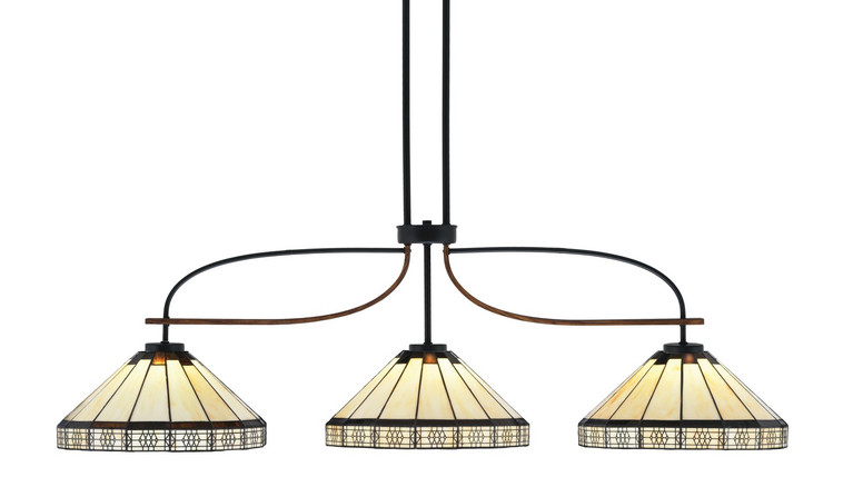 Toltec Lighting - 2936-MBWG-964 - Three Light Bar - Monterey - Matte Black & Painted Wood-look Metal