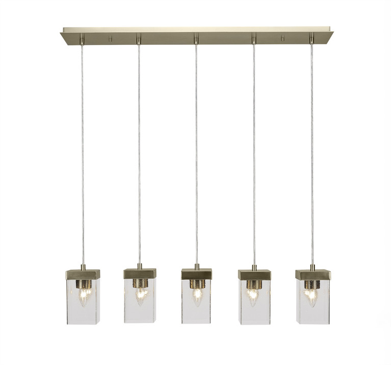 Toltec Lighting - 3215-NAB-530 - Five Light Linear Pendalier - Nouvelle - New Age Brass