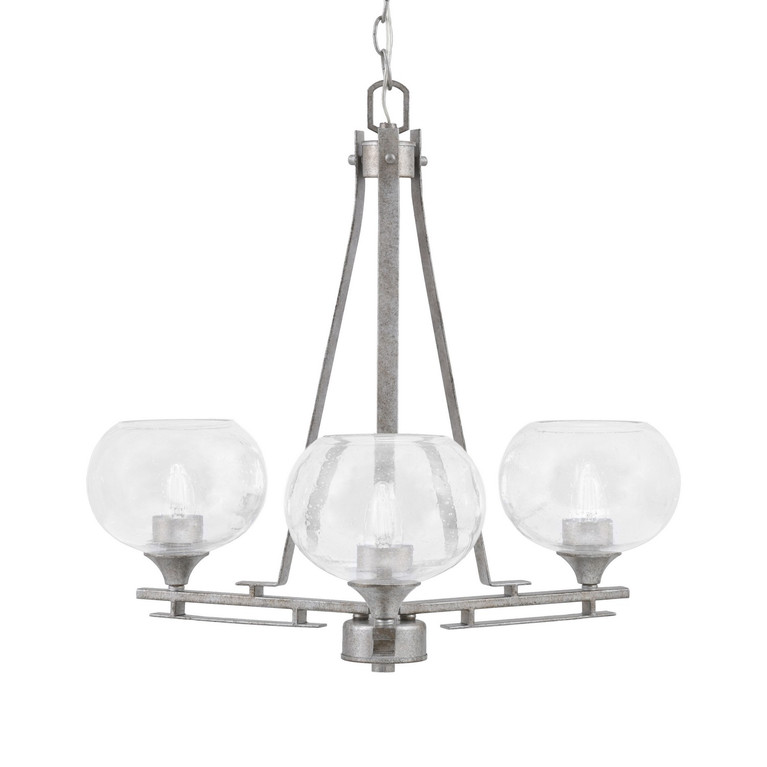 Toltec Lighting - 323-AS-202 - Three Light Chandelier - Uptowne - Aged Silver