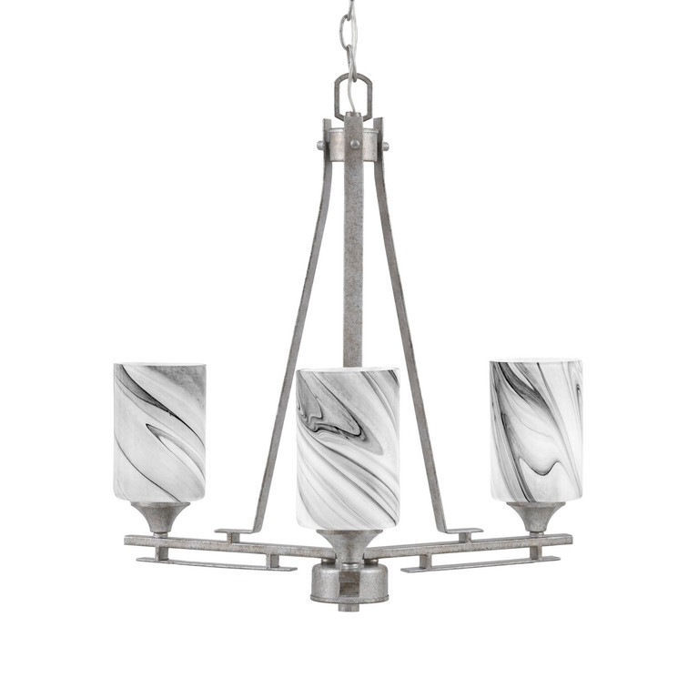 Toltec Lighting - 323-AS-3009 - Three Light Chandelier - Uptowne - Aged Silver
