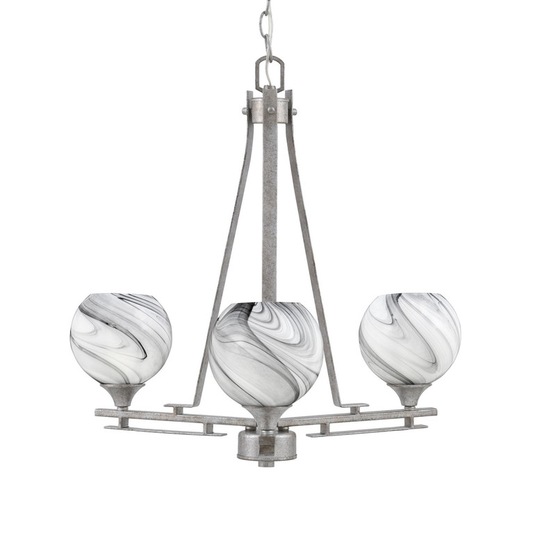 Toltec Lighting - 323-AS-4109 - Three Light Chandelier - Uptowne - Aged Silver